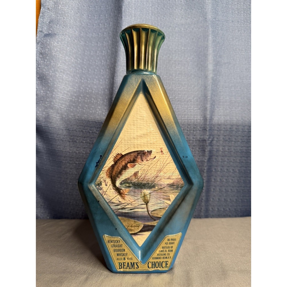 Vintage Beams Choice J. Lockhart FISH Whiskey Decanter Bottles Rainbow Trout